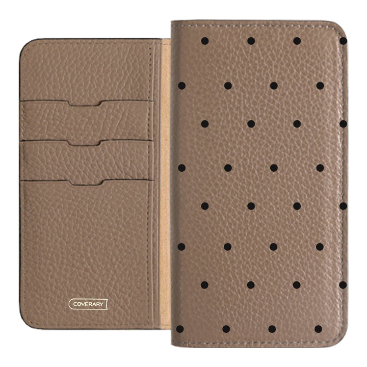 Genuine leather 32 colors Italian shrink leather dot pattern notebook-style case iPhone series
