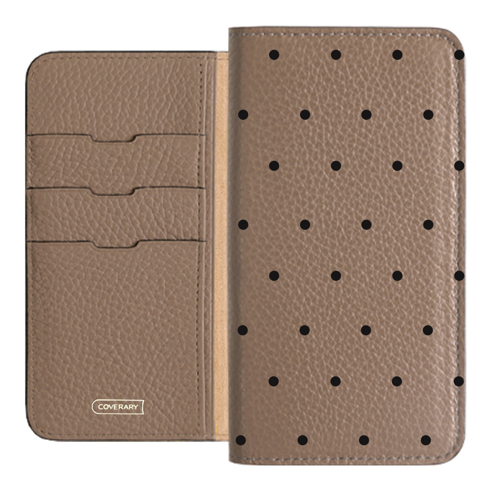 Étui portefeuille en cuir véritable italien grainé à pois, 32 couleurs, pour la série Xperia