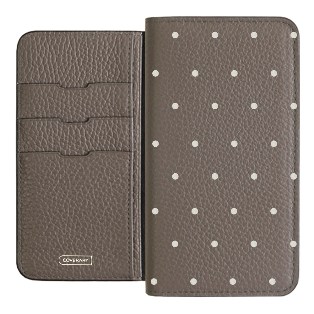 Genuine leather 32 colors Italian shrink leather dot pattern notebook-style case iPhone series