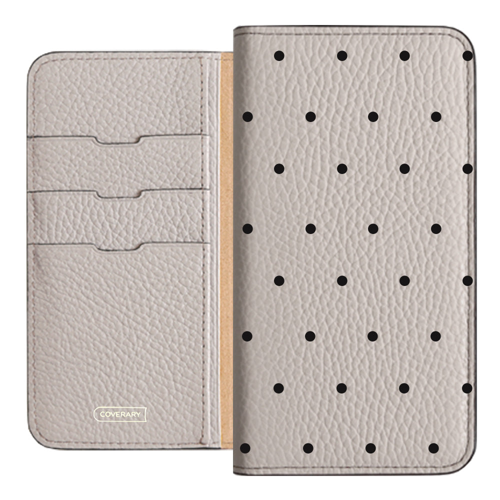 Genuine leather 32 colors Italian shrink leather dot pattern notebook-style case iPhone series