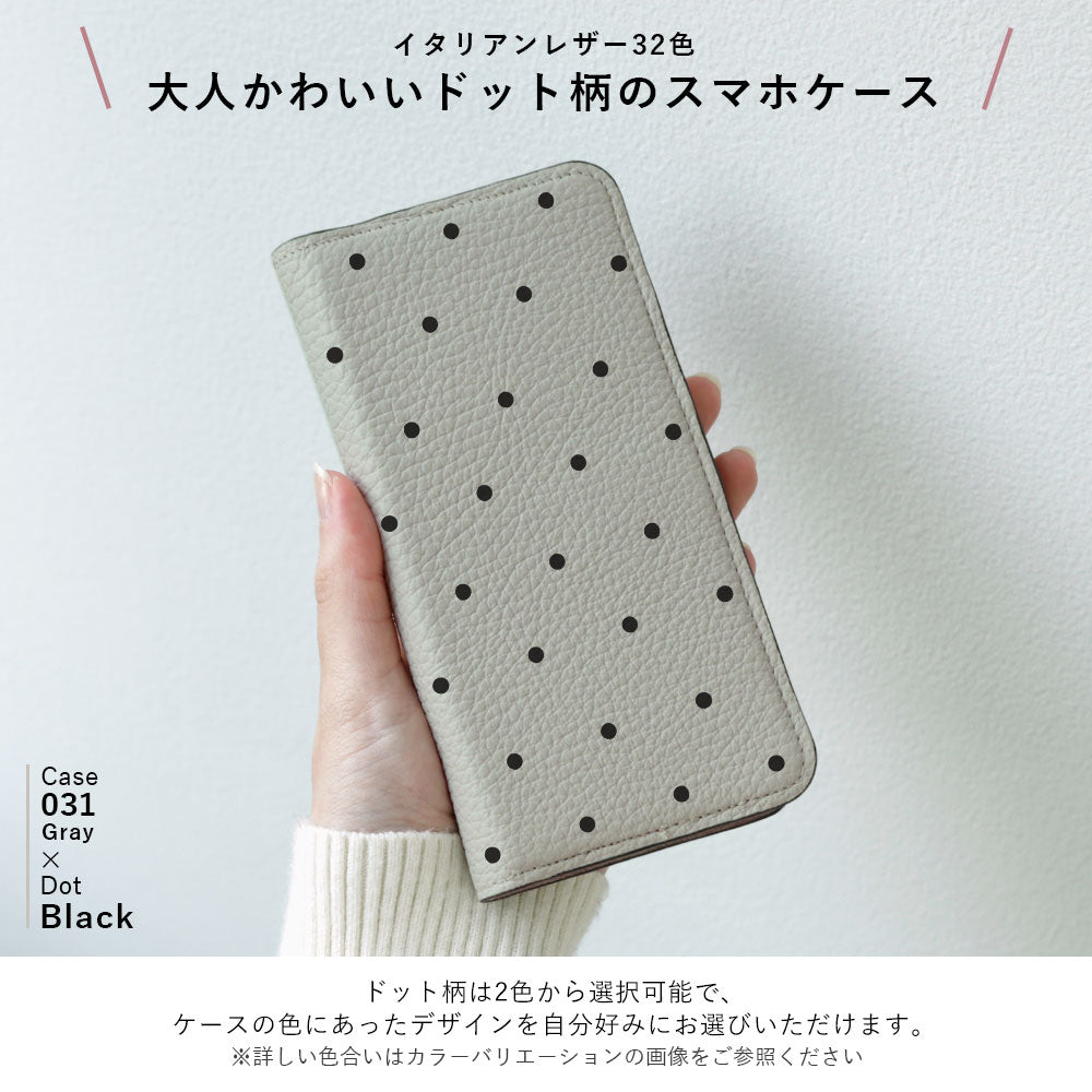 Genuine leather 32 colors Italian shrink leather dot pattern notebook-style case iPhone series