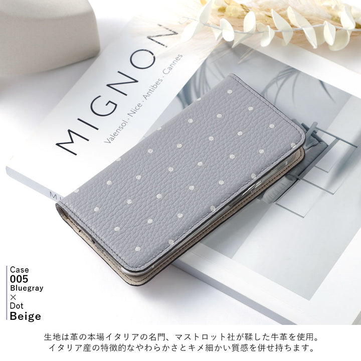 Genuine leather 32 colors Italian shrink leather dot pattern notebook-style case