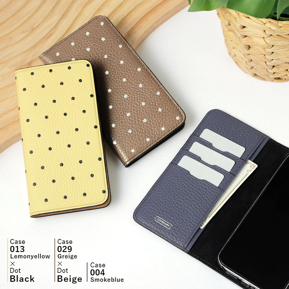 Genuine leather 32 colors Italian shrink leather dot pattern notebook-style case iPhone series