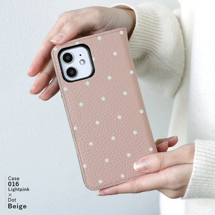 Étui portefeuille en cuir véritable italien grainé à pois, 32 couleurs, pour la série Xperia