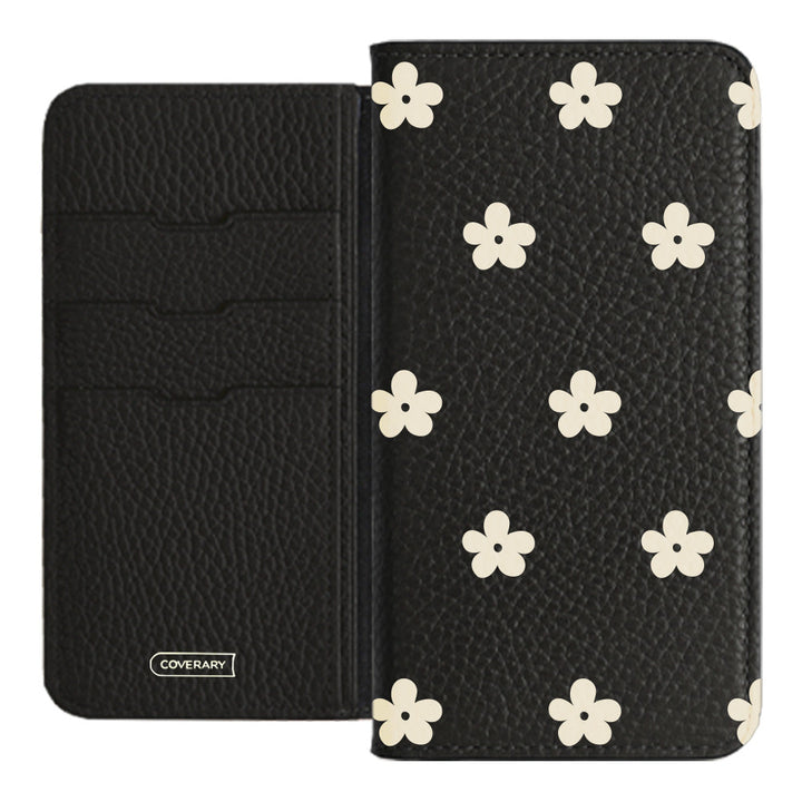 Cuir véritable 32 couleurs cuir italien grainé motif floral 1 étui portefeuille série Xperia