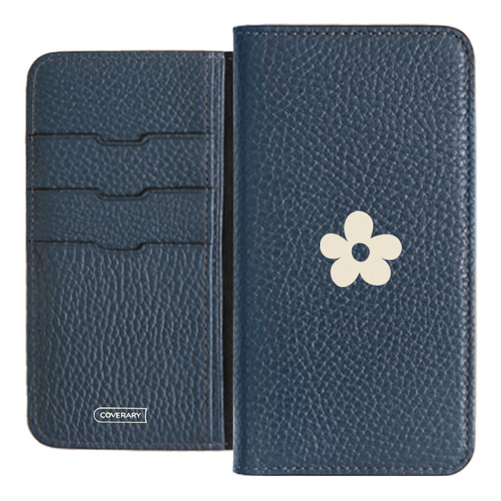 Cuir véritable 32 couleurs cuir italien grainé motif floral 1 étui portefeuille série Xperia