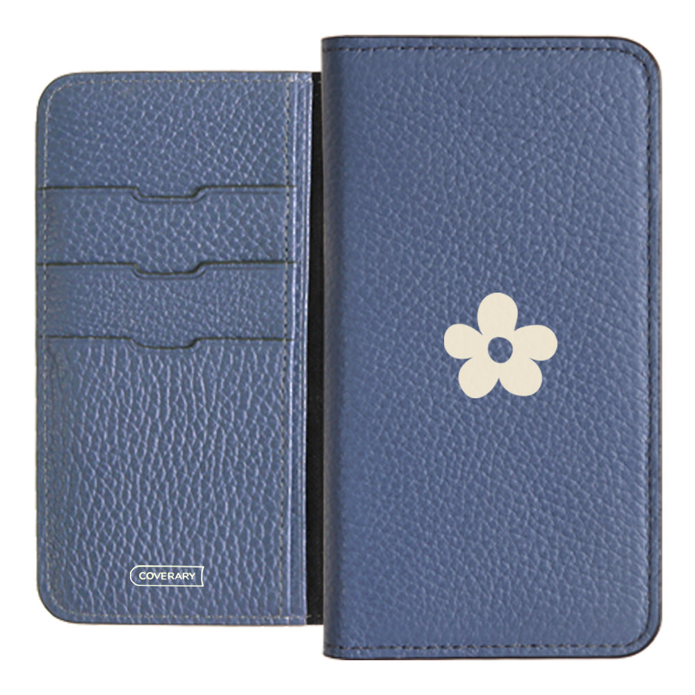 Cuir véritable 32 couleurs cuir italien grainé motif floral 1 étui portefeuille série Galaxy