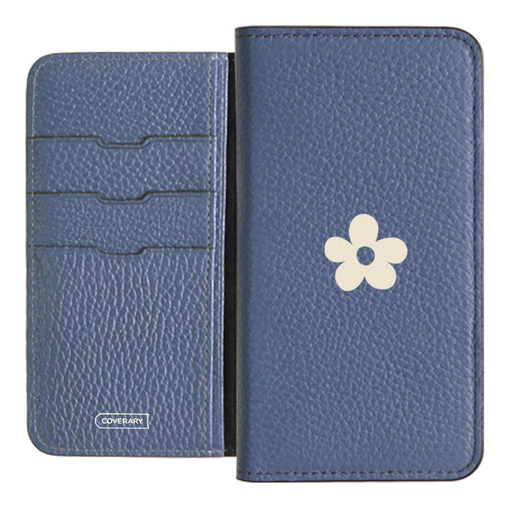 Cuir véritable 32 couleurs cuir italien grainé motif floral 1 étui portefeuille série Galaxy