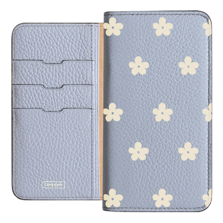 Cuir véritable 32 couleurs cuir italien grainé motif floral 1 étui portefeuille série Galaxy