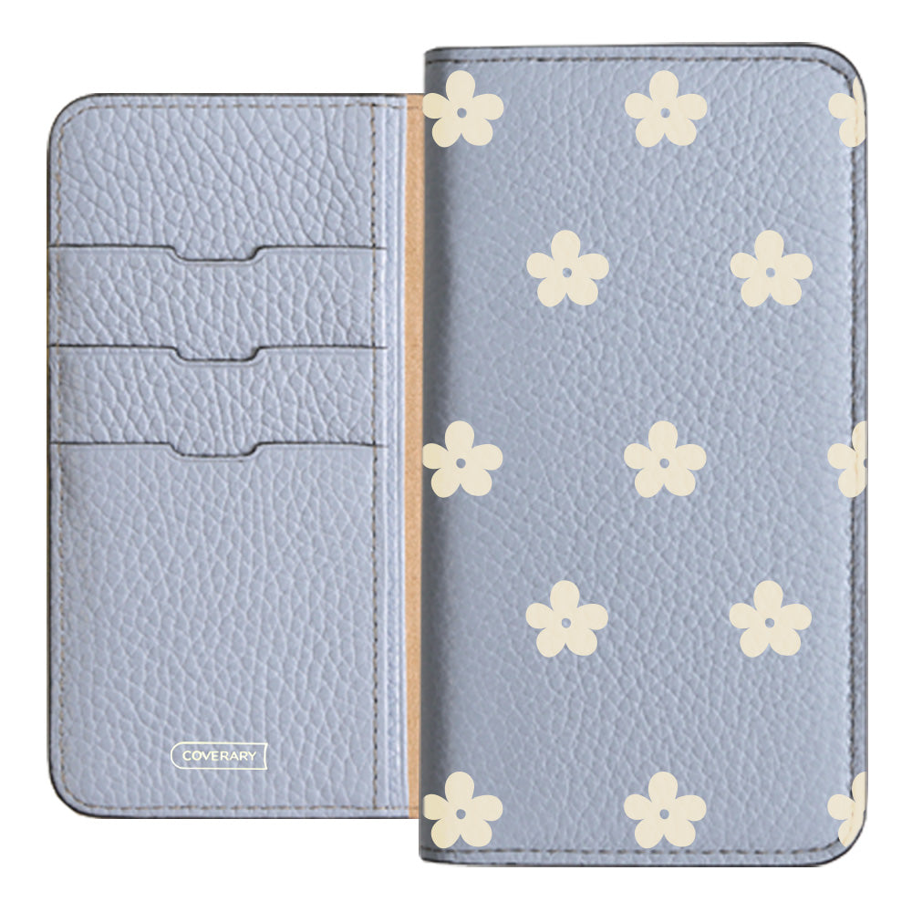 Cuir véritable 32 couleurs cuir italien grainé motif floral 1 étui portefeuille série Xperia