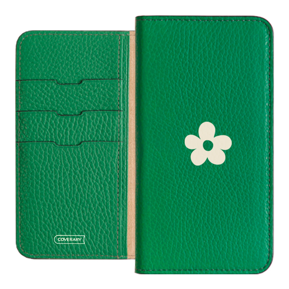 Cuir véritable 32 couleurs cuir italien grainé motif floral 1 étui portefeuille série Galaxy