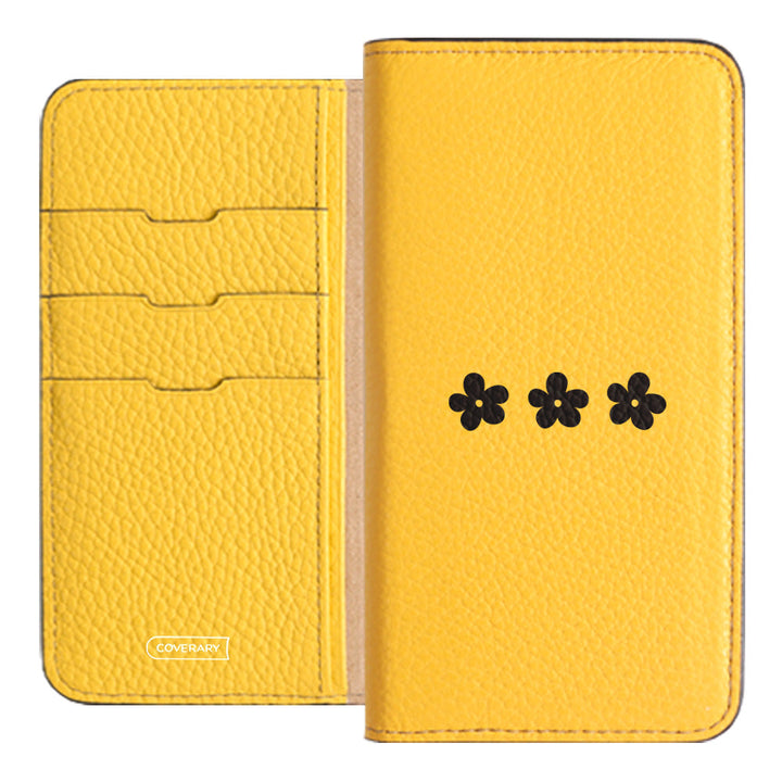 Cuir véritable 32 couleurs cuir italien grainé motif floral 1 étui portefeuille série Galaxy