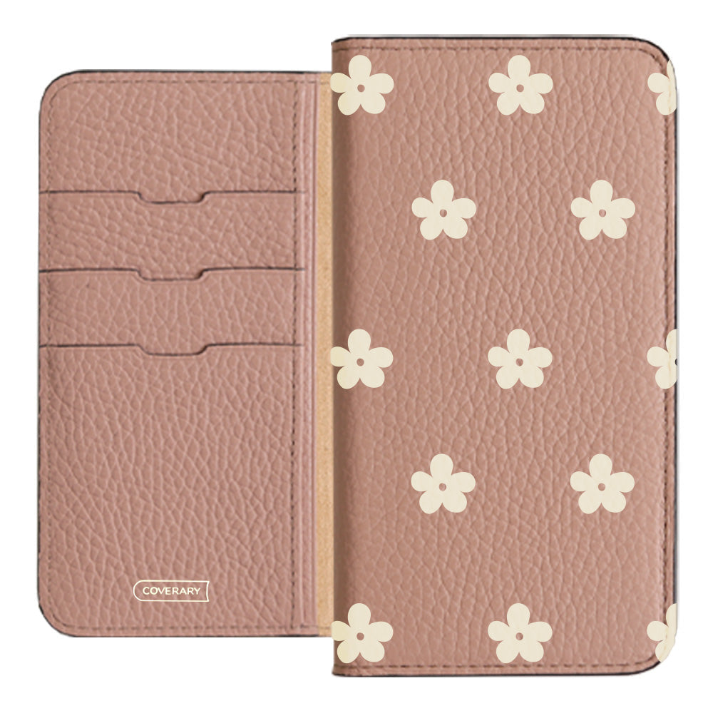 Cuir véritable 32 couleurs cuir italien grainé motif floral 1 étui portefeuille série Galaxy