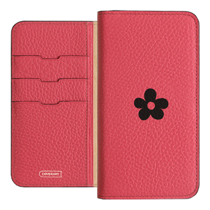 Cuir véritable 32 couleurs cuir italien grainé motif floral 1 étui portefeuille série Galaxy