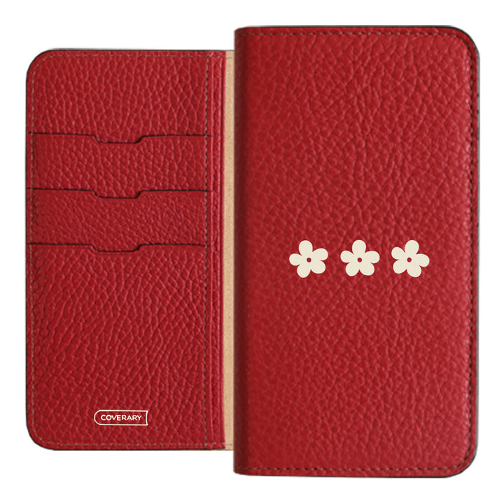 Cuir véritable 32 couleurs cuir italien grainé motif floral 1 étui portefeuille série Xperia