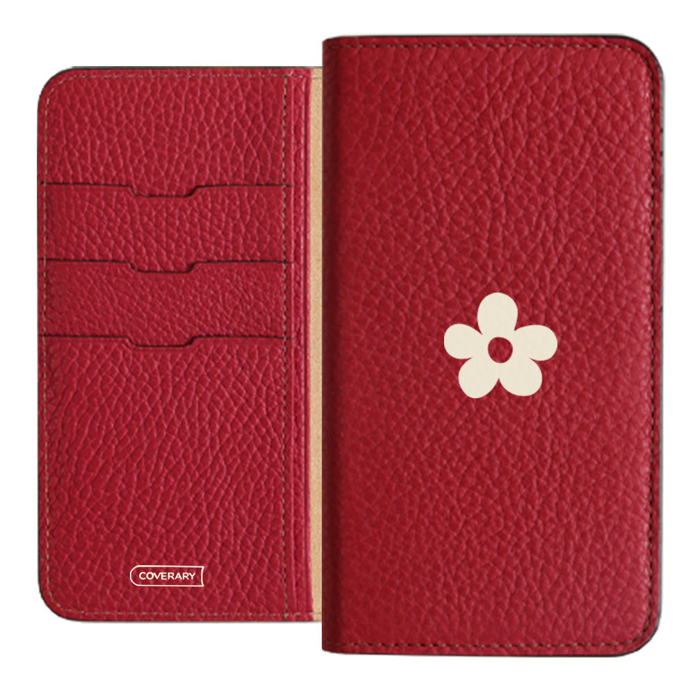 Cuir véritable 32 couleurs cuir italien grainé motif floral 1 étui portefeuille série Xperia