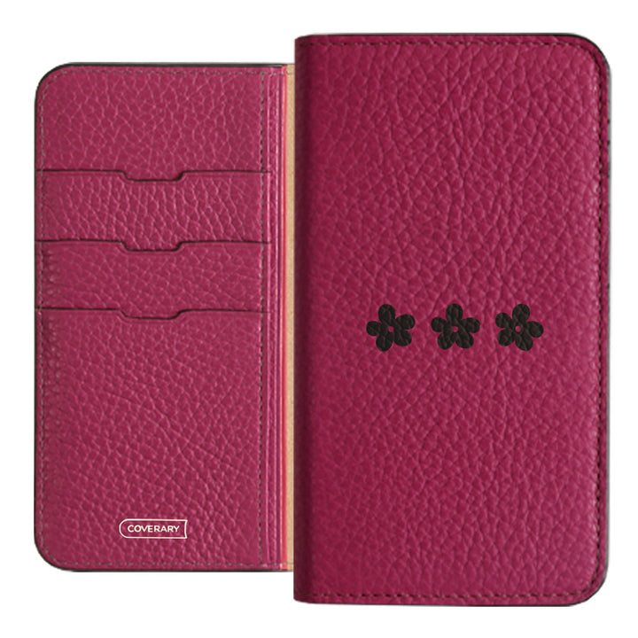 Genuine leather 32 colors Italian shrink leather floral pattern 1 notebook-style case