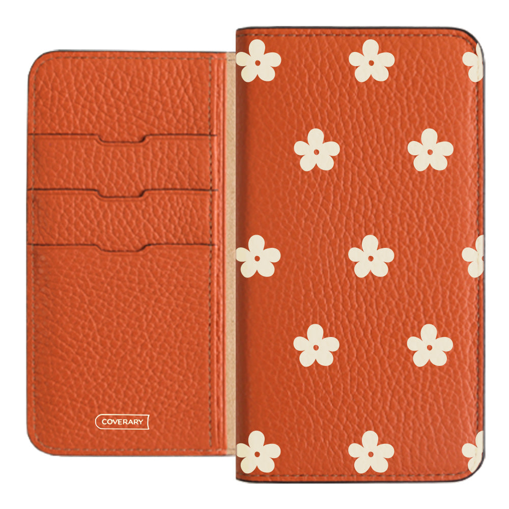 Cuir véritable 32 couleurs cuir italien grainé motif floral 1 étui portefeuille série Xperia
