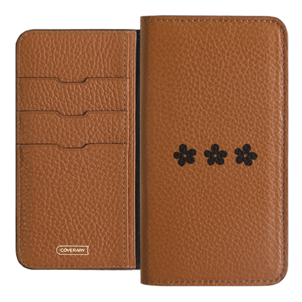 Cuir véritable 32 couleurs cuir italien grainé motif floral 1 étui portefeuille série Xperia