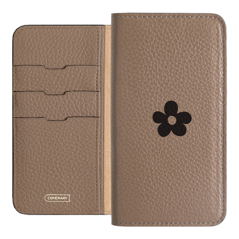 Cuir véritable 32 couleurs cuir italien grainé motif floral 1 étui portefeuille série Xperia