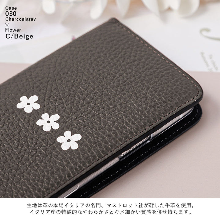 Cuir véritable 32 couleurs cuir italien grainé motif floral 1 étui portefeuille série Xperia