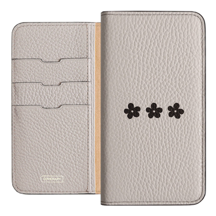 Cuir véritable 32 couleurs cuir italien grainé motif floral 1 étui portefeuille série Xperia