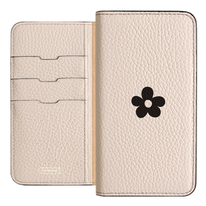 Cuir véritable 32 couleurs cuir italien grainé motif floral 1 étui portefeuille série Xperia