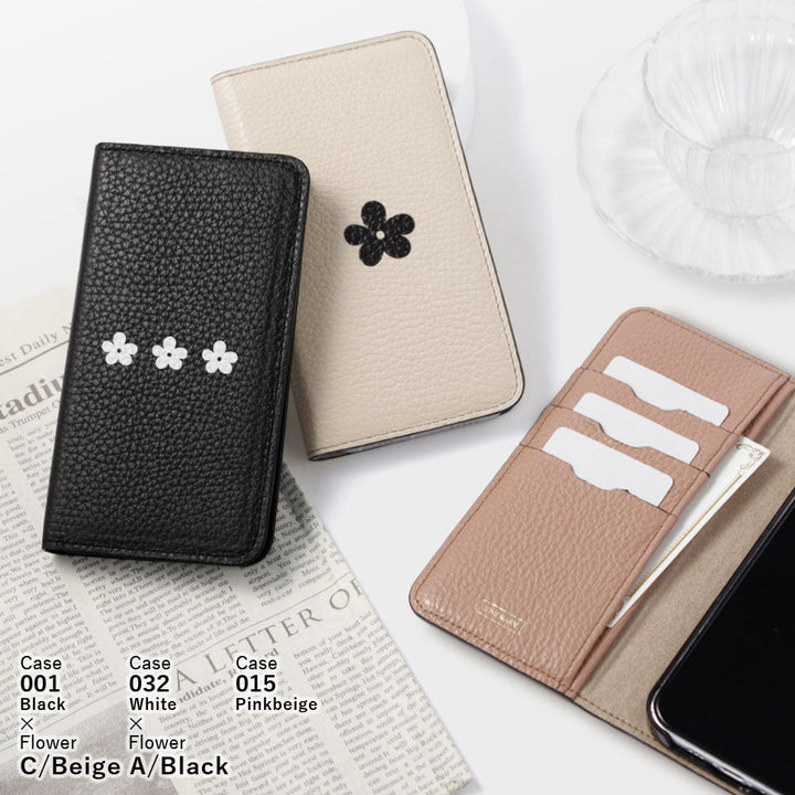 Cuir véritable 32 couleurs cuir italien grainé motif floral 1 étui portefeuille série Xperia