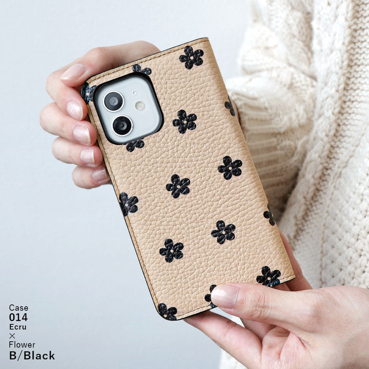 Cuir véritable 32 couleurs cuir italien grainé motif floral 1 étui portefeuille série Xperia