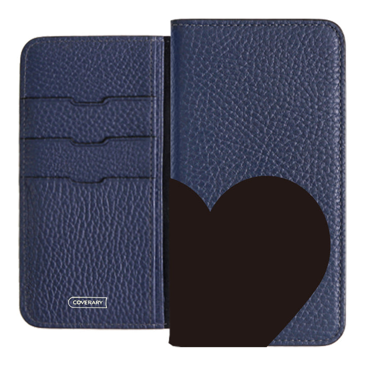 本革 32色 イタリアンシュリンクレザー ハート柄 手帳型ケース Xperiaシリーズ