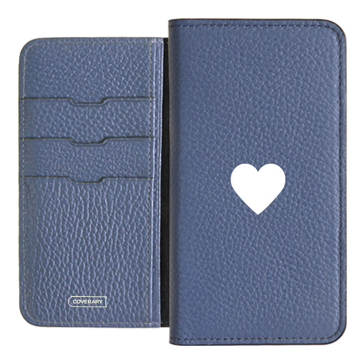 本革 32色 イタリアンシュリンクレザー ハート柄 手帳型ケース Xperiaシリーズ