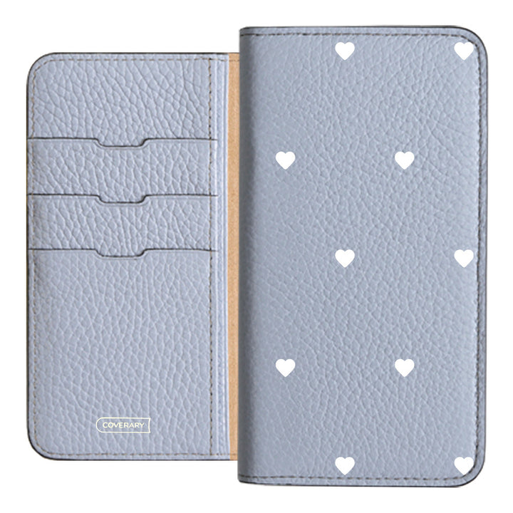 本革 32色 イタリアンシュリンクレザー ハート柄 手帳型ケース Xperiaシリーズ