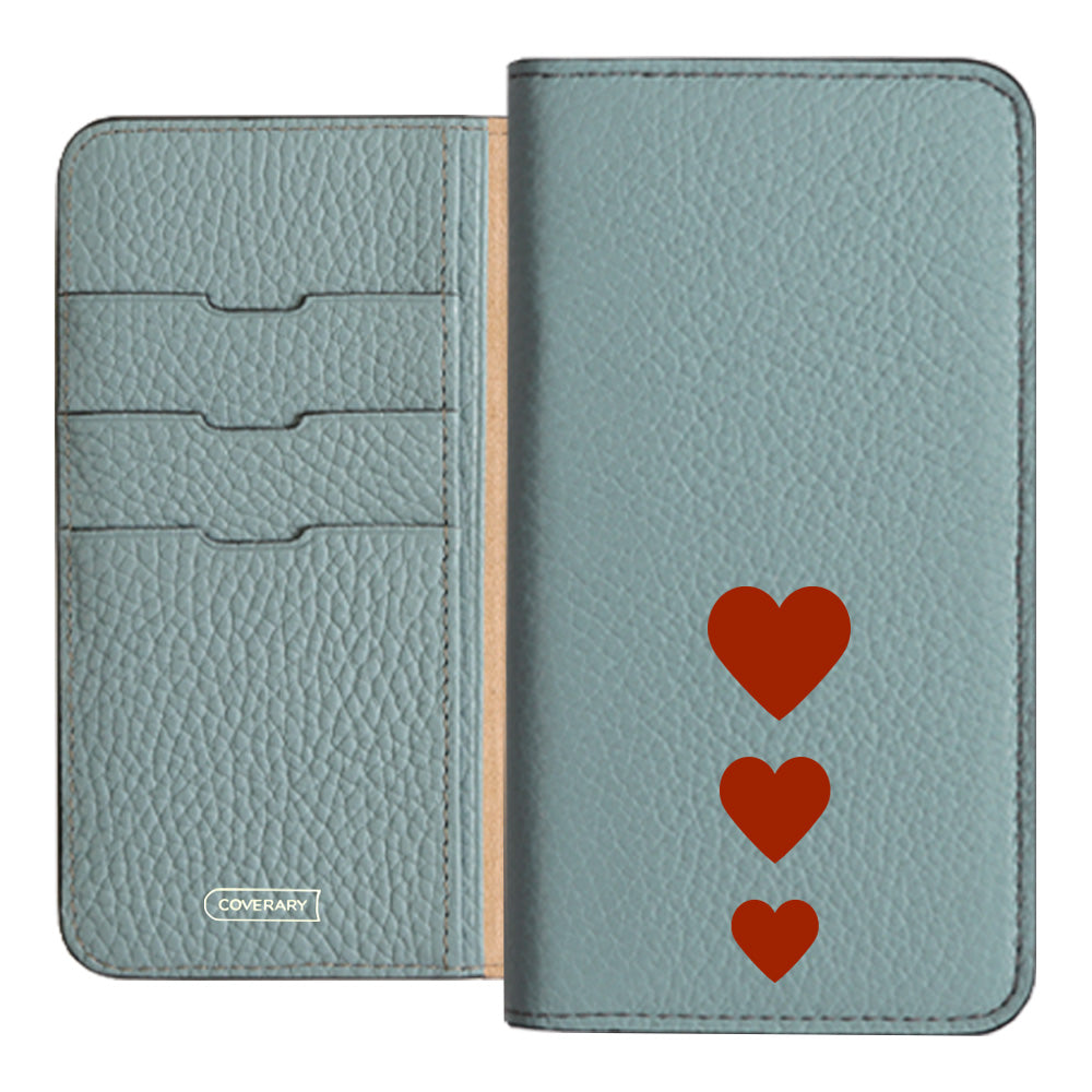 本革 32色 イタリアンシュリンクレザー ハート柄 手帳型ケース Google Pixelシリーズ