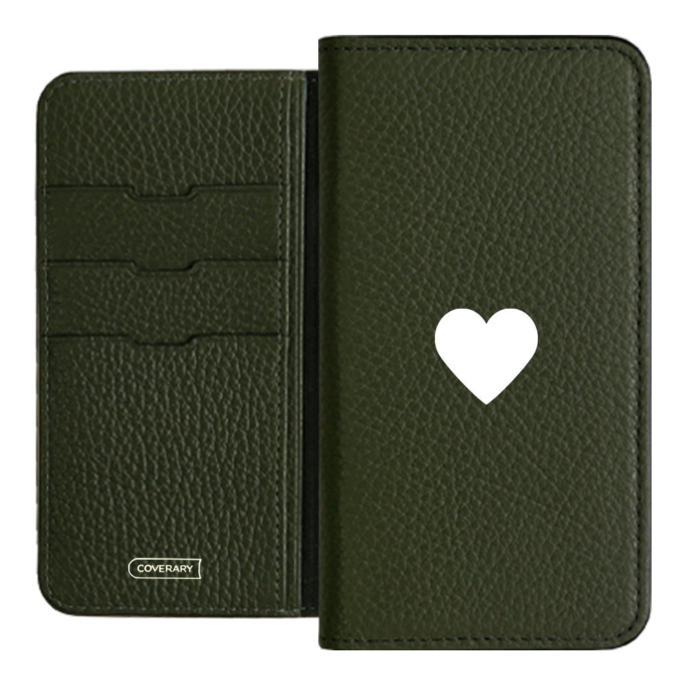 本革 32色 イタリアンシュリンクレザー ハート柄 手帳型ケース Xperiaシリーズ