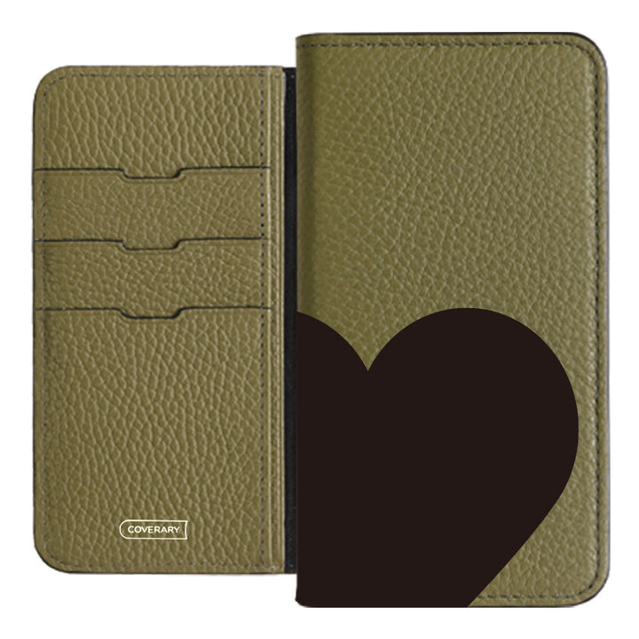 本革 32色 イタリアンシュリンクレザー ハート柄 手帳型ケース Xperiaシリーズ