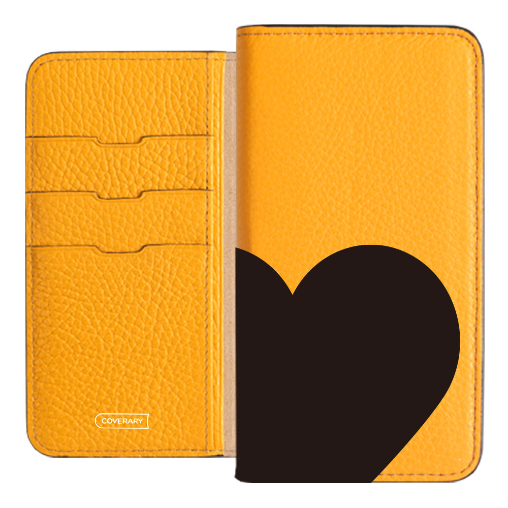 本革 32色 イタリアンシュリンクレザー ハート柄 手帳型ケース Xperiaシリーズ