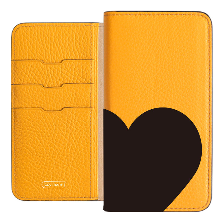 本革 32色 イタリアンシュリンクレザー ハート柄 手帳型ケース Xperiaシリーズ