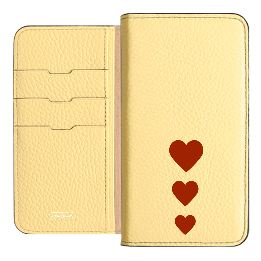 本革 32色 イタリアンシュリンクレザー ハート柄 手帳型ケース Xperiaシリーズ