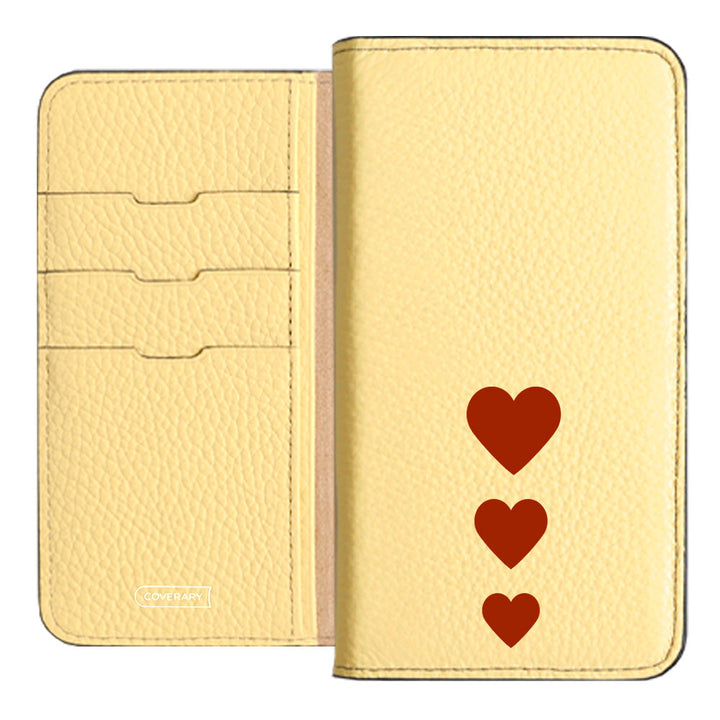 本革 32色 イタリアンシュリンクレザー ハート柄 手帳型ケース Xperiaシリーズ