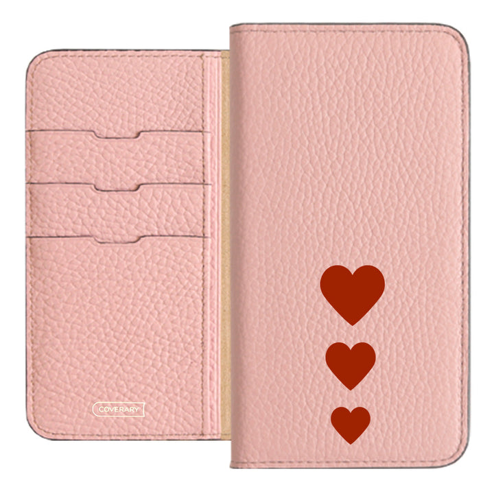 本革 32色 イタリアンシュリンクレザー ハート柄 手帳型ケース Google Pixelシリーズ