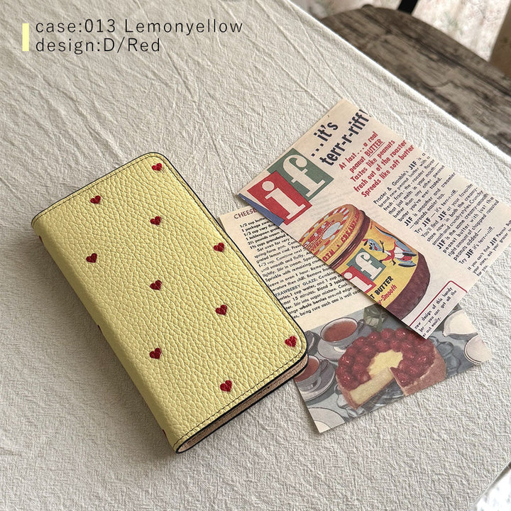 本革 32色 イタリアンシュリンクレザー ハート柄 手帳型ケース Google Pixelシリーズ