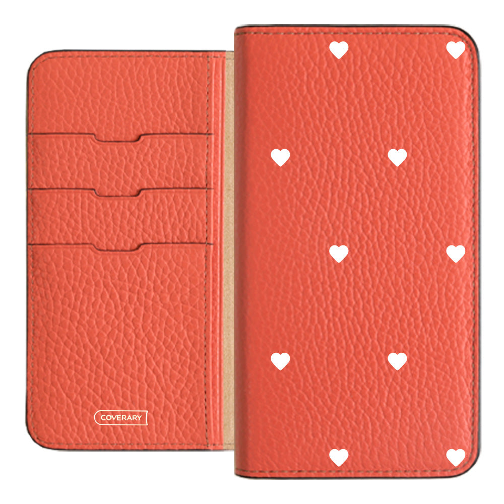 本革 32色 イタリアンシュリンクレザー ハート柄 手帳型ケース – COVERARY