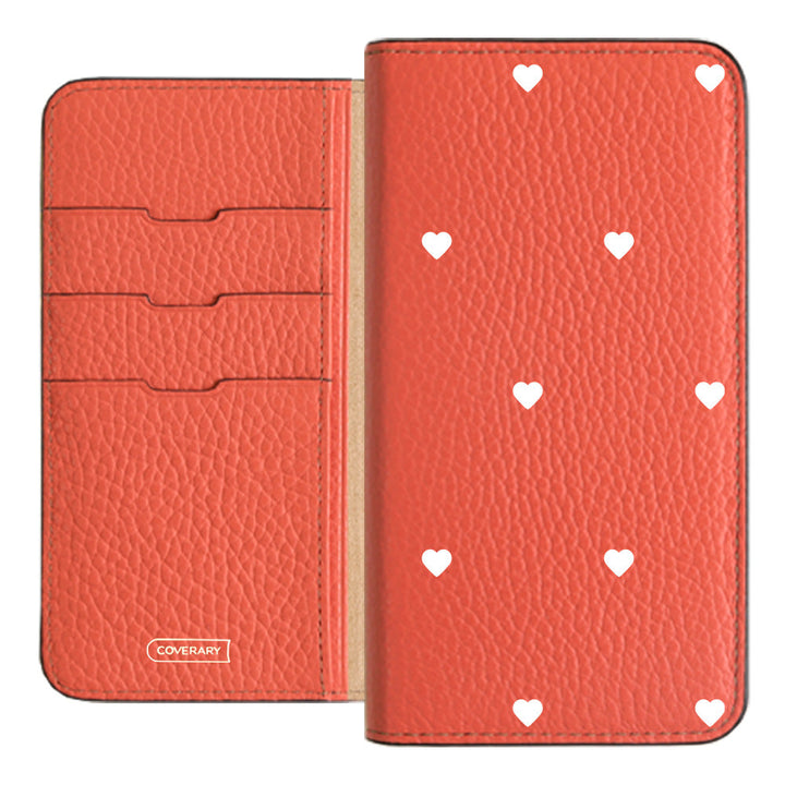 本革 32色 イタリアンシュリンクレザー ハート柄 手帳型ケース Google Pixelシリーズ