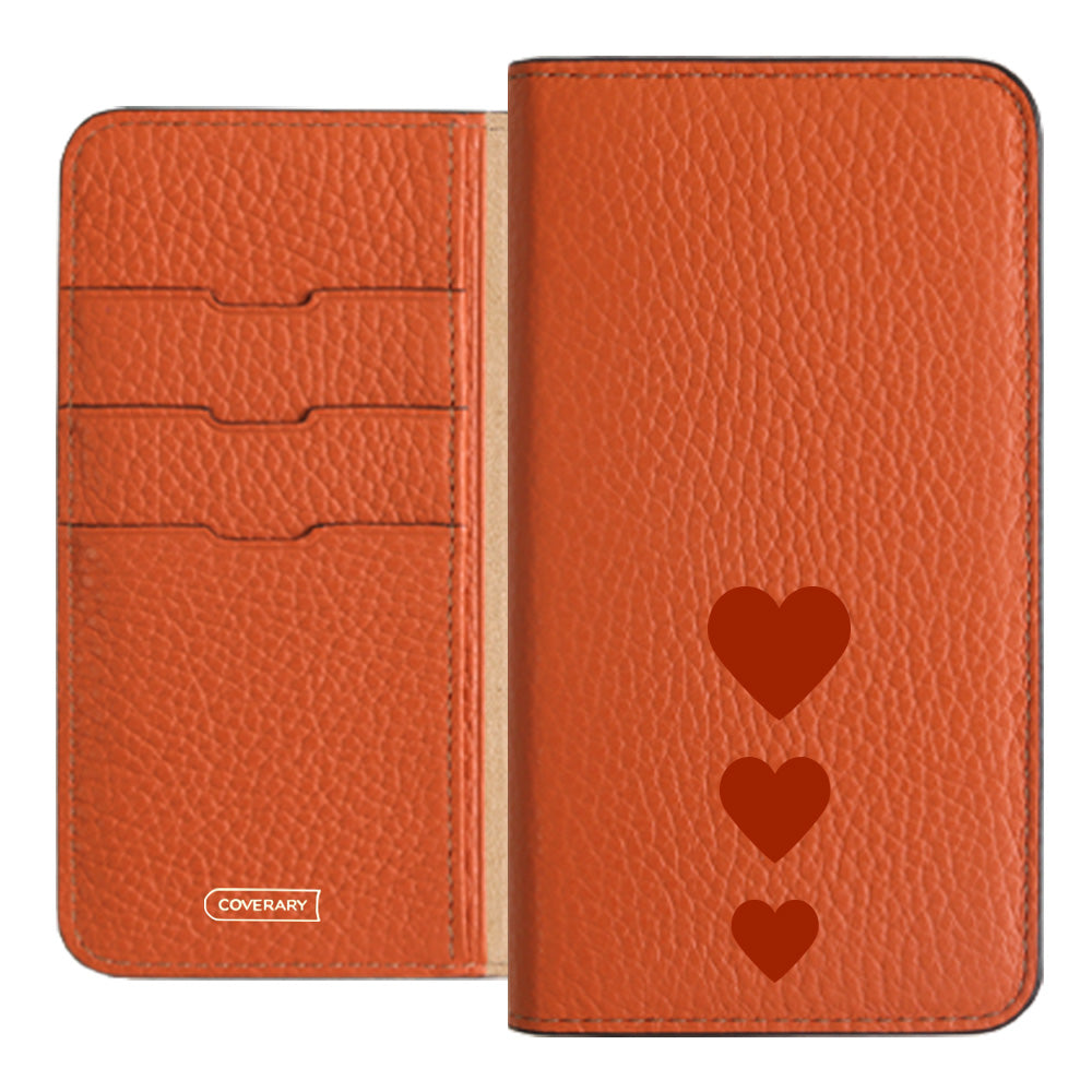 本革 32色 イタリアンシュリンクレザー ハート柄 手帳型ケース – COVERARY