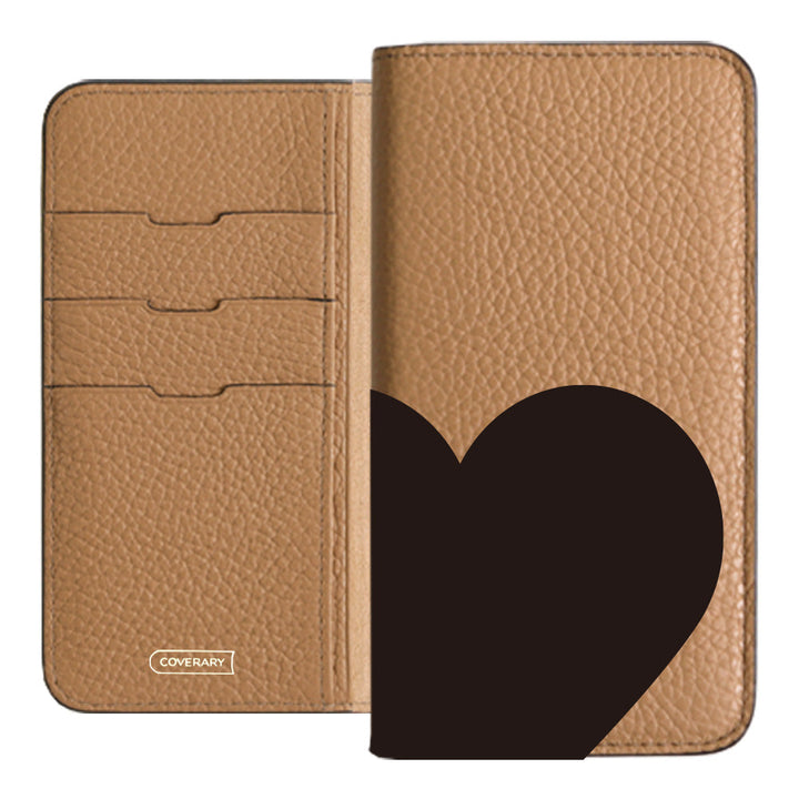 本革 32色 イタリアンシュリンクレザー ハート柄 手帳型ケース Xperiaシリーズ