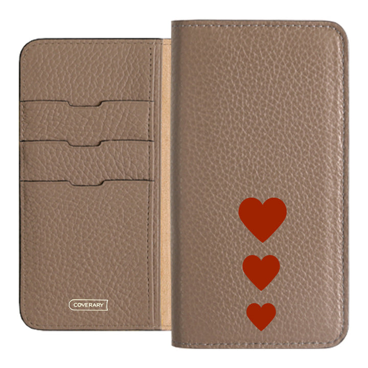 本革 32色 イタリアンシュリンクレザー ハート柄 手帳型ケース Xperiaシリーズ
