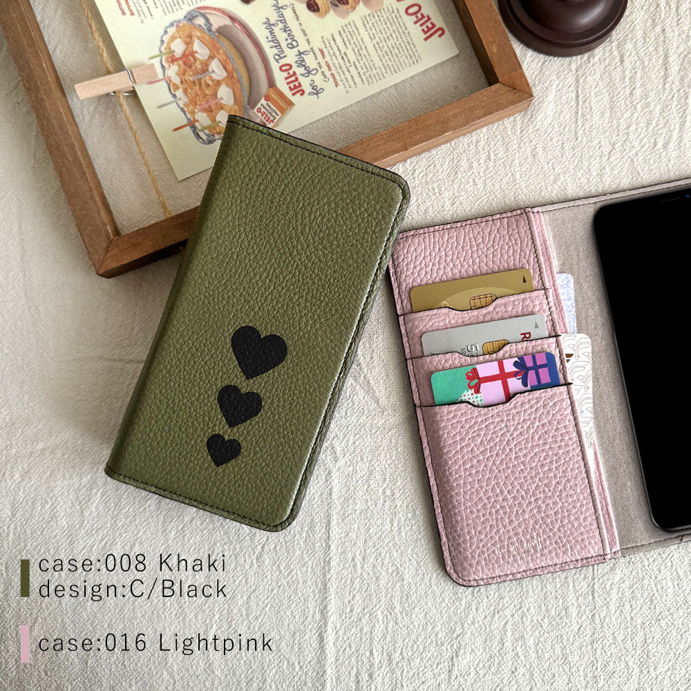 本革 32色 イタリアンシュリンクレザー ハート柄 手帳型ケース Google Pixelシリーズ