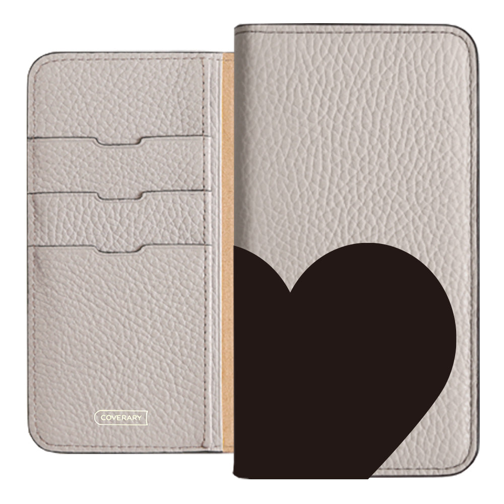 本革 32色 イタリアンシュリンクレザー ハート柄 手帳型ケース Xperiaシリーズ