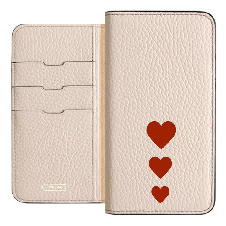 本革 32色 イタリアンシュリンクレザー ハート柄 手帳型ケース Google Pixelシリーズ