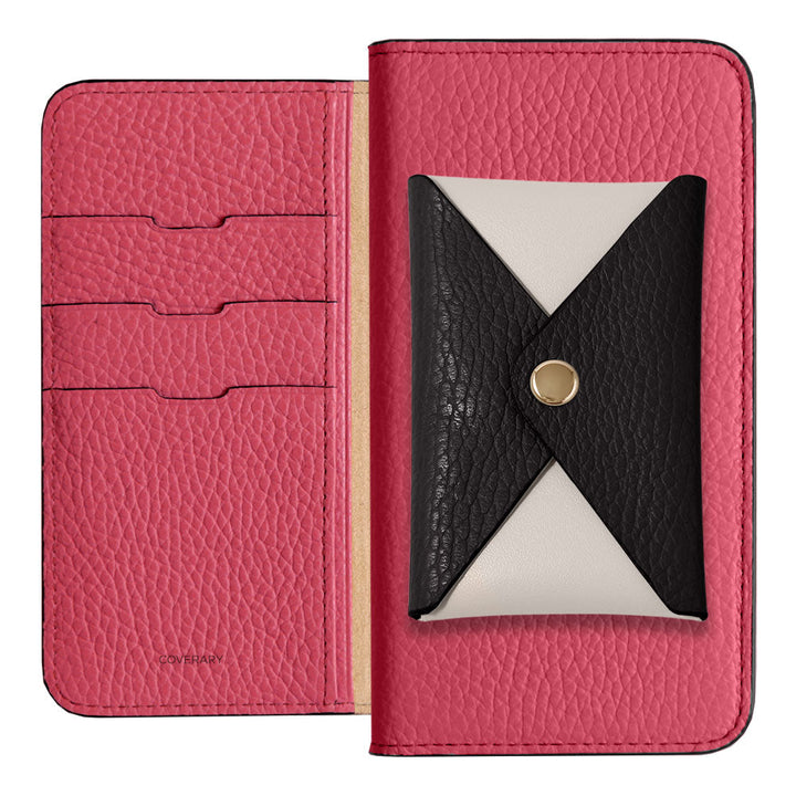 Genuine Leather 32 Colors Italian Shrink Leather Bi-Color Flip Cover with Pocket Notebook Case for AQUOS Series